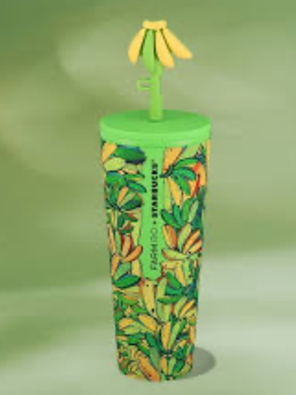 NEW FARM Rio x Starbucks Collab Board Banana Stainless Tumbler Cup Straw Cover